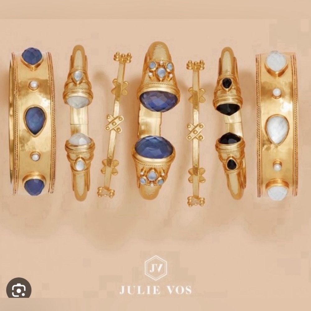 NWT Authentic Luxury Bohemian Julie Vos Cannes Gemstone Statement Hinge Bangle - Picture 4 of 17